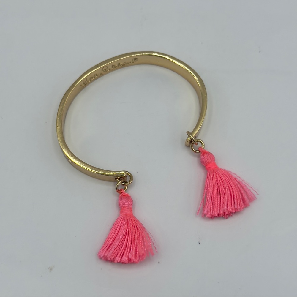 Lilly Pulitzer Gold-Tone Bracelet w/Pink Tassels
